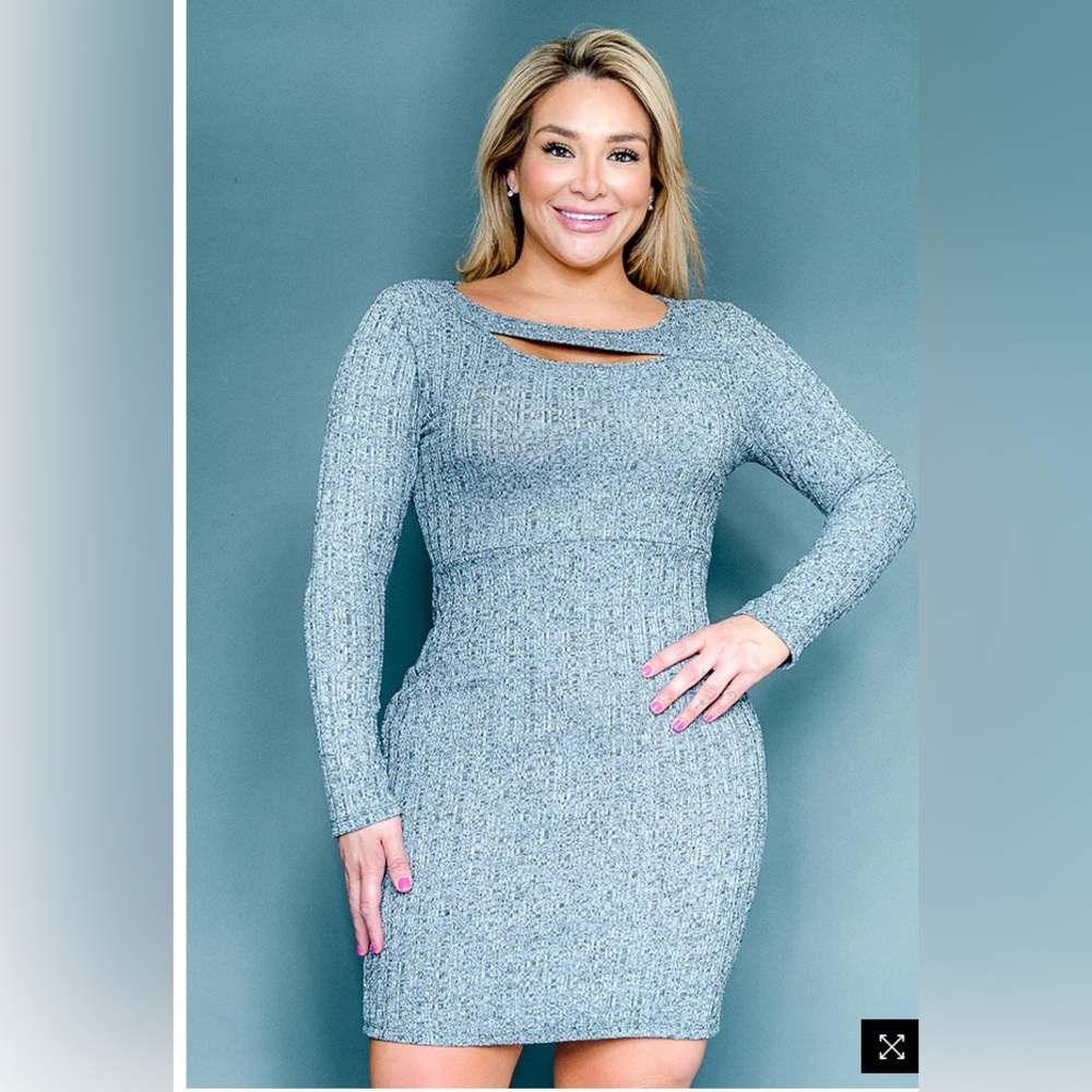 BOUTIQUE - New Elegant Gray Long Sleeve Dress